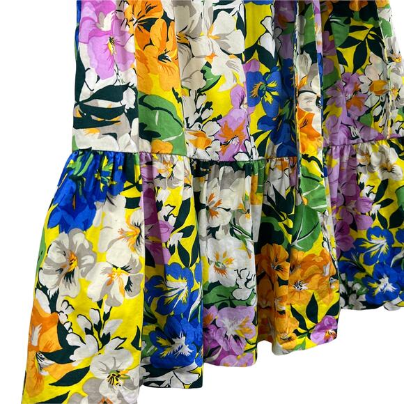 Ann Taylor Petite Bright Floral Tiered Skirt Bow Tie Size 0P A-Line Knee Length - Picture 4 of 10